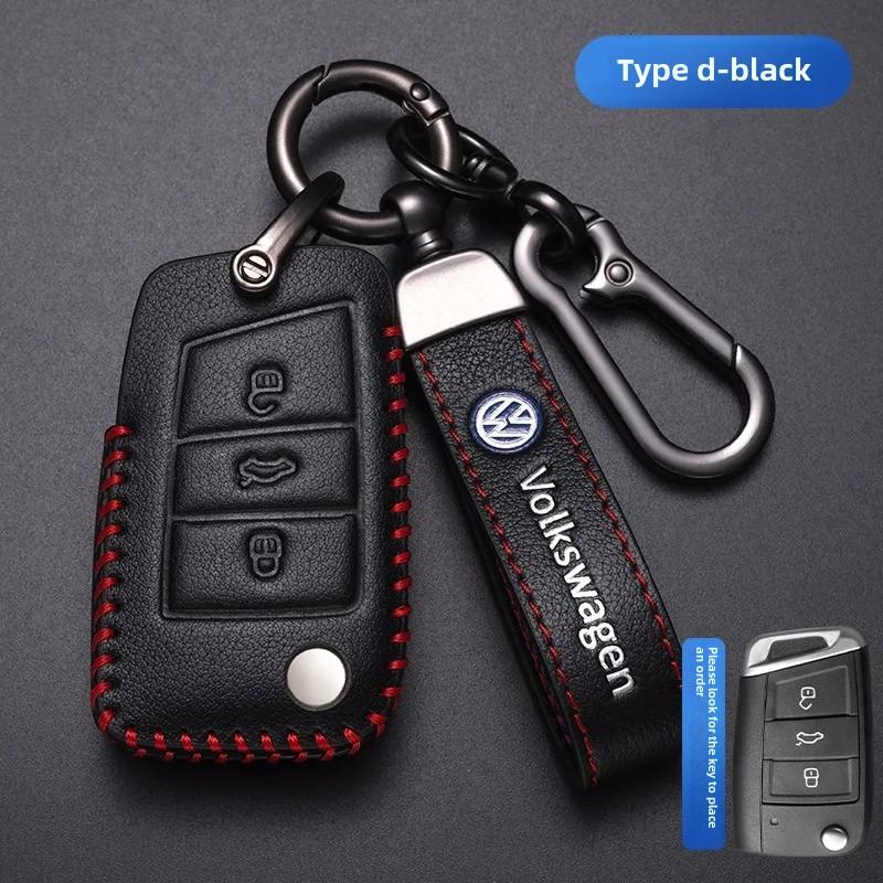 For VOLKSWAGEN VW Polo Golf 7/8 Genuine Leather Key Cover Fast Thrill Tour Guide Lingdu Exploration Vehicle Car Key Case High Qu