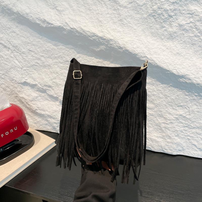 Women's Vintage Suede Tassel Crossbody Bag - Large Capacity and Fashionable (2025)