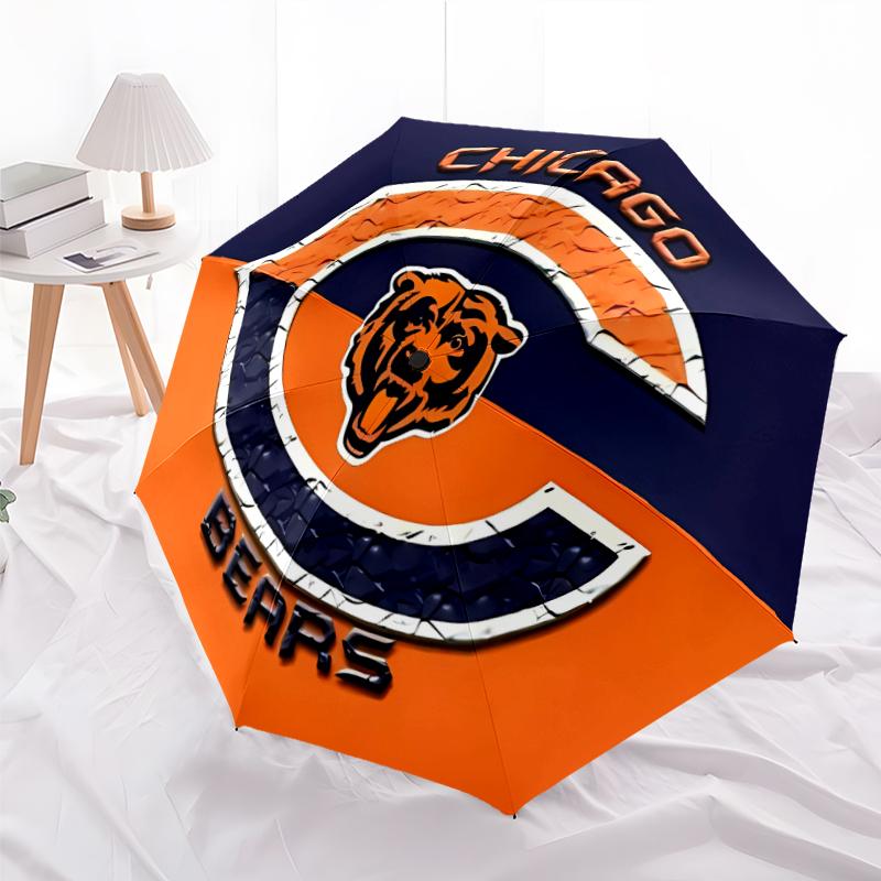 Printed Chicago Bears logo Folding Umbrella,Outdoor,Leisure,And Travel Umbrella,Durable Umbrella Fabric,Birthday And Holiday Gift
