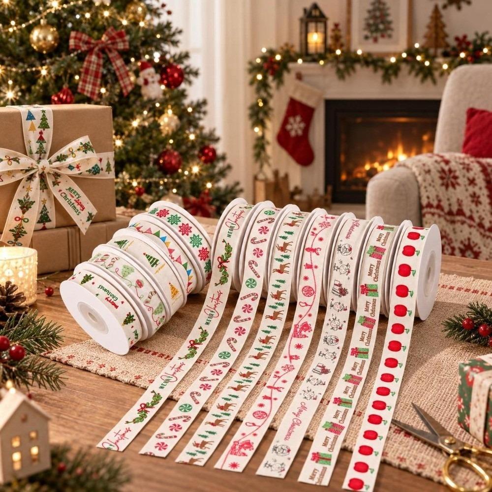 10 Yards Christmas Ribbon Christmas Print Christmas Craft Ribbon  Holiday Decoration