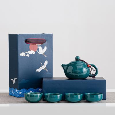 Guochao Antique Kung Fu Ceramic Tea Set Retro Merchandise Activity Gifts Outdoor Travel Gift Box