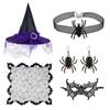 Women Witch Costume Accessories with Witch Hat Eye Mask Choker Necklace Earrings for Women Halloween Masquerade Cosplay