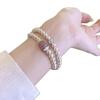 Light luxury double-layer stacked pearl powder bead bracelet, elegant niche high-end bracelet, personalized versatile temperament jewelry