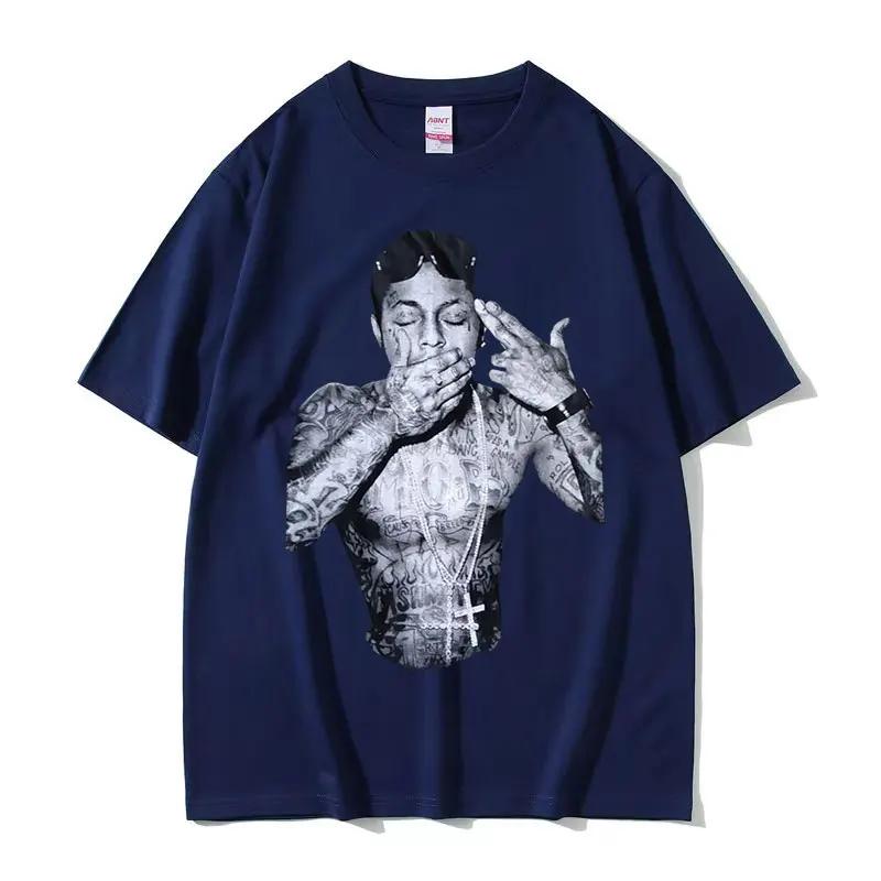 Custom Shirt Rapper Lil Wayne Print Graphic T Shirt Unisexs Cool Hip Hop Gothic Clothing Tshirts Y2k Unisex Retro Oversized Cotton T