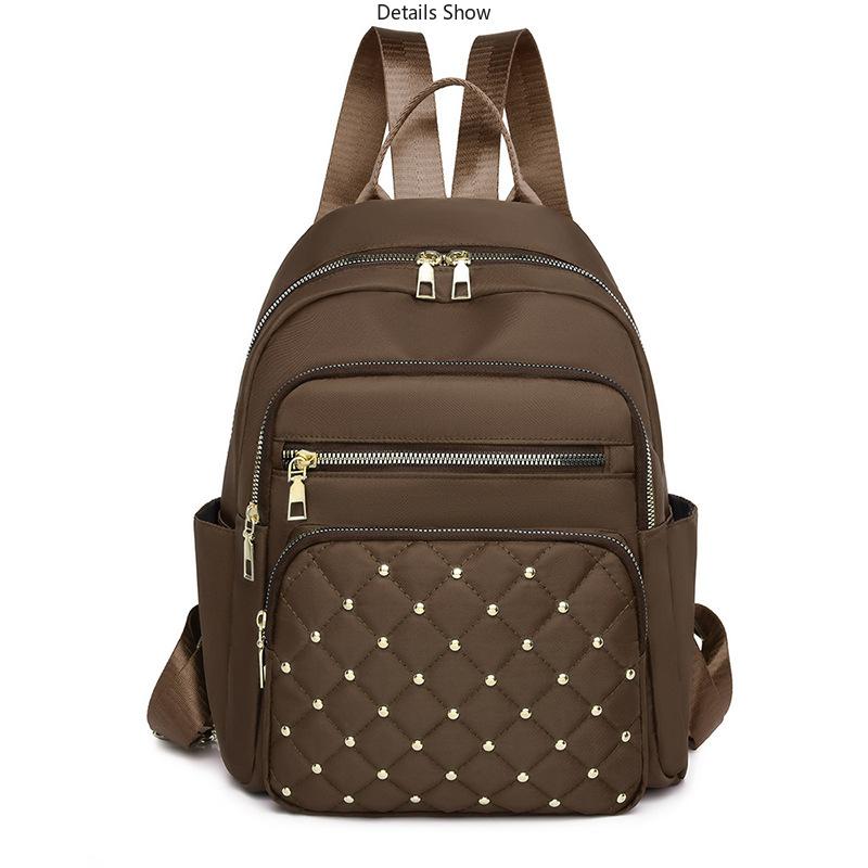 Quilting Stitch & Studs Backpack for Women, Fashion Simple Casual Daypack, Versatile Commuter Bag
