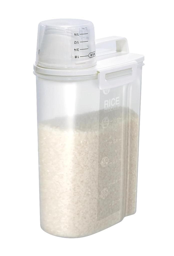 Airtight Rice Refrigerator Maintains 2kg Tightly Vertical and Horizontal Storage Container, Storage, Freshness, Capacity, White, Sealed, (Gasket
