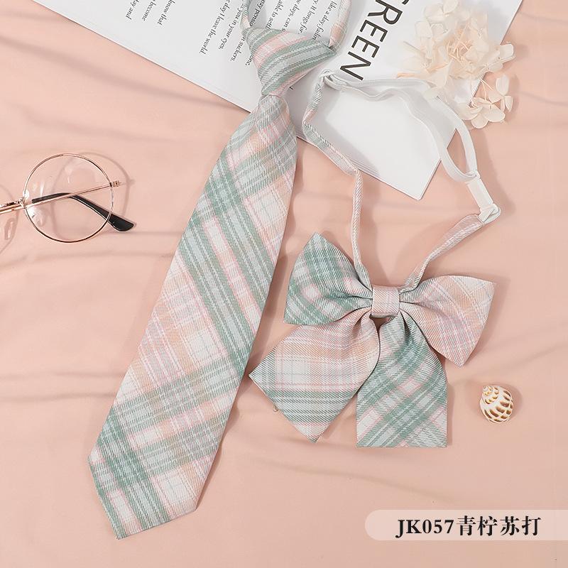 Jkdk Japanese Korean Version Of Striped College Style Red Cyan Gray Blue Shirt Men'S And Women'S Accessories Free Tie Tie Set