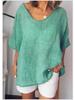 Summer Casual Cotton Linen T-Shirt: Solid Color, Loose Fit, Short Sleeve
