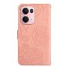 For Oppo Reno13 Pro 5G Case Butterfly Flower Imprinted Leather Phone Cover with Strap