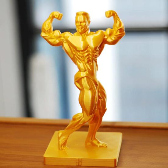 3D Printed Muscle Man Figurine Funny Golden Bodybuilding Man Figure Collectible Muscular Male Desktop Sculpture for Fitness Men
