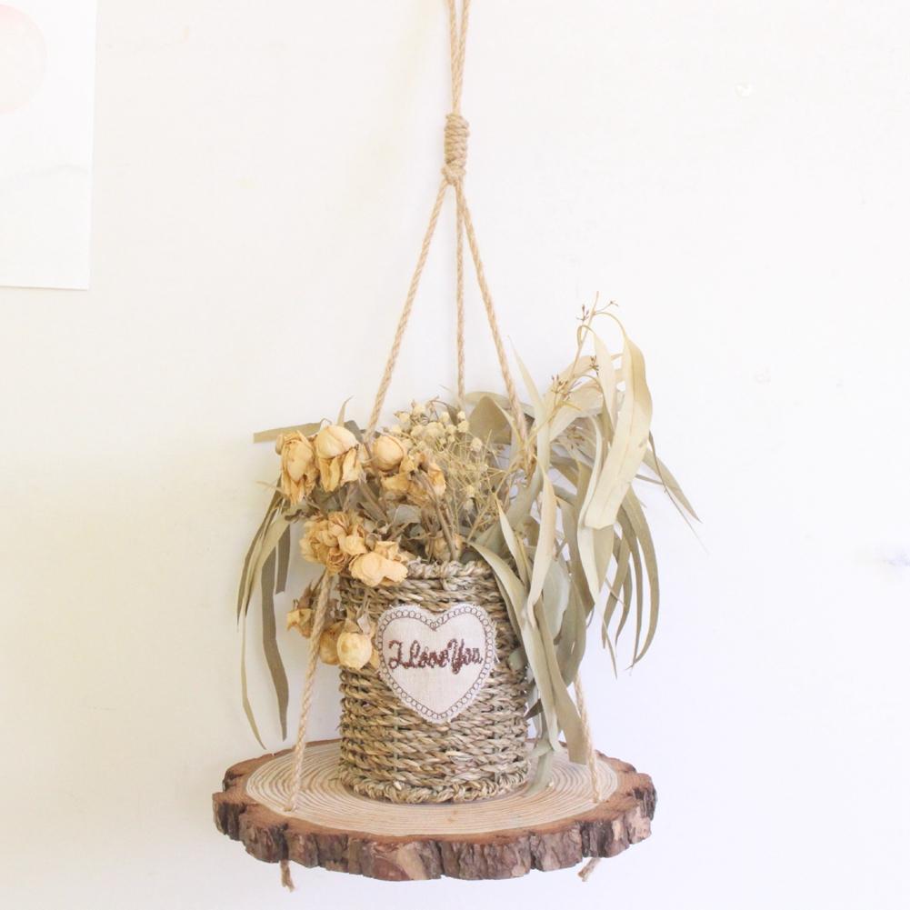 Household Courtyard Retro Vantage DIY Hanging Plant Shelf Plant Display Rack Home Decoration24x2cm