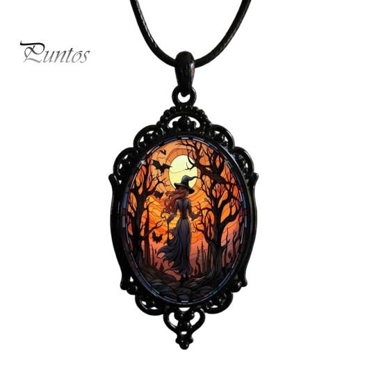 Spooky Cosplay Jewelry Vintage Gothic Necklace, Raven Pendant Bat Red Holiday Party Costume Accessories Rose Halloween Witchy for Women Necklace