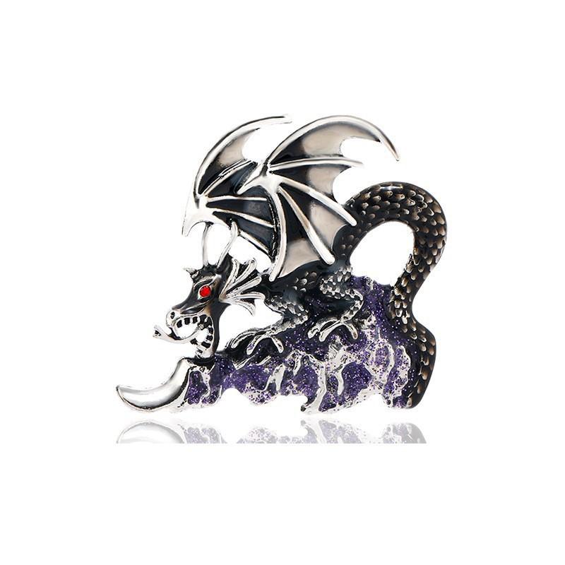 Retro Oil Drip Cartoon Dragon Shape Brooch Zodiac Personality Suit Coat Accessories Pin Jewelry