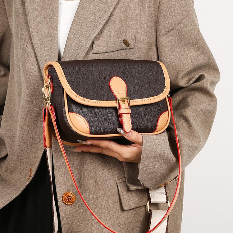 Women's Vintage Color Block Saddle Crossbody Bag - Large Capacity, Single Shoulder, Commuter Style 2025