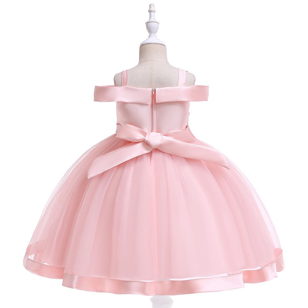 3-10 Years Kids Christmas Party Dresses For Girls Appliques Flower Elegant Wedding Dress With Bow Children Birthday Prom Gown