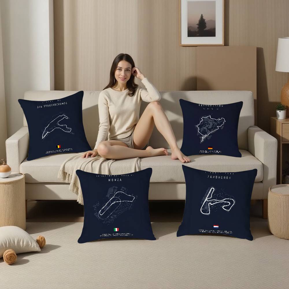 Formula 1 Imola Monaco Circuit F1 Pillow Case Plush Fabric Soft  Pillowcase Double Sided Print Cushion Cover Household Gifts