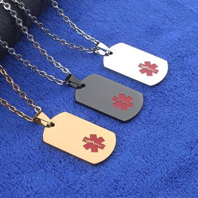 Collana da uomo con medaglietta in acciaio inossidabile con simbolo medico