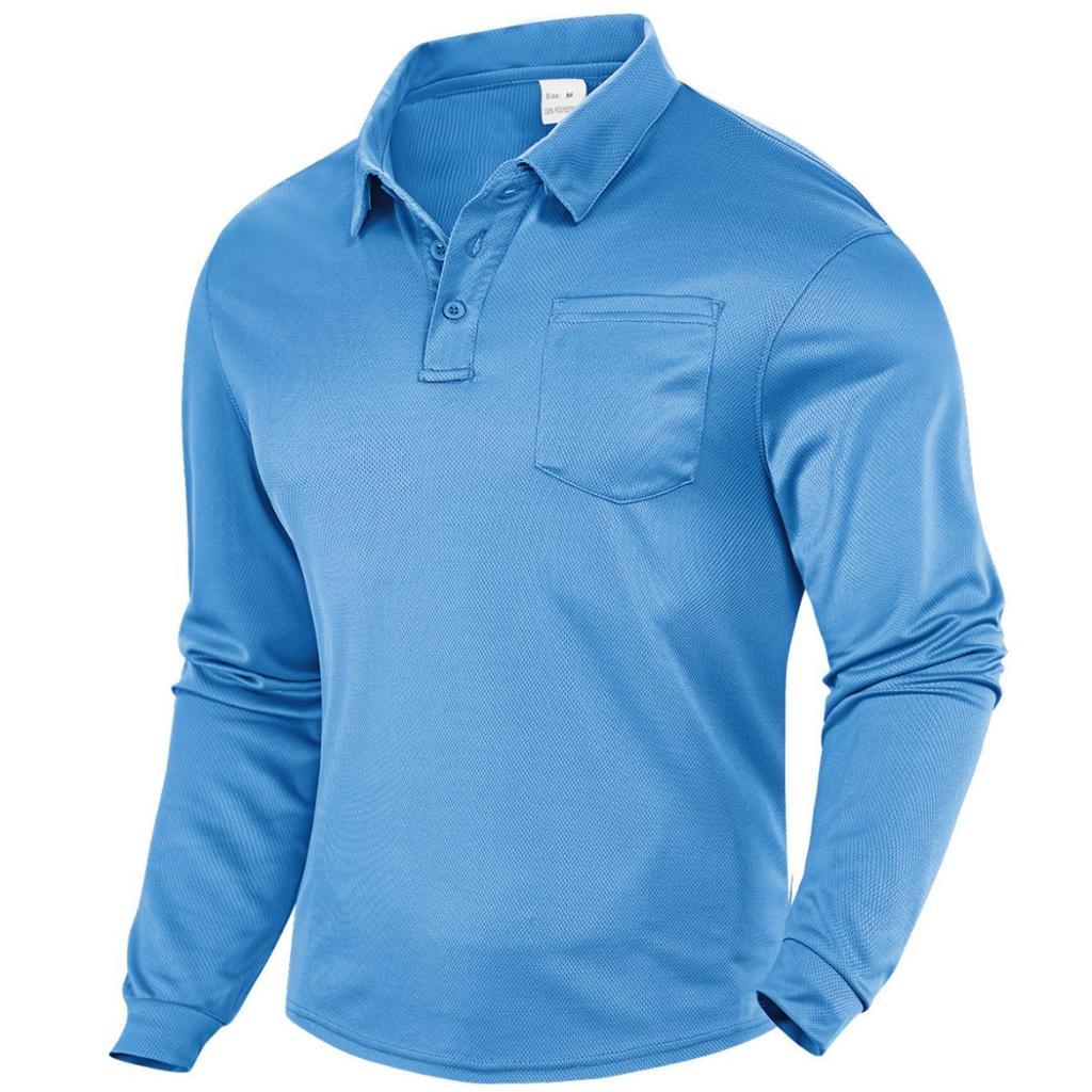 European and American Autumn Men's Long-sleeved Loose Top Lapel T-shirt