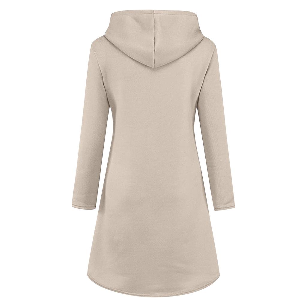 Modisches, lässiges Damen-Pullover-Kleid mit Weihnachtsmotiv, langärmelig und mit Kapuze