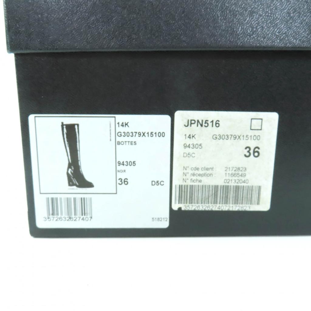 Great CHANEL Knee-high boots black leather Women 36 G30379 Used
