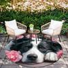Runder Teppich mit Muster von Border Collie und frischen Blumen, Teppich für Wohnzimmer, Schlafzimmer, Spielzimmer, rutschfeste Fußmatte, Feiertagsgeschenke und Geburtstagsgeschenke.