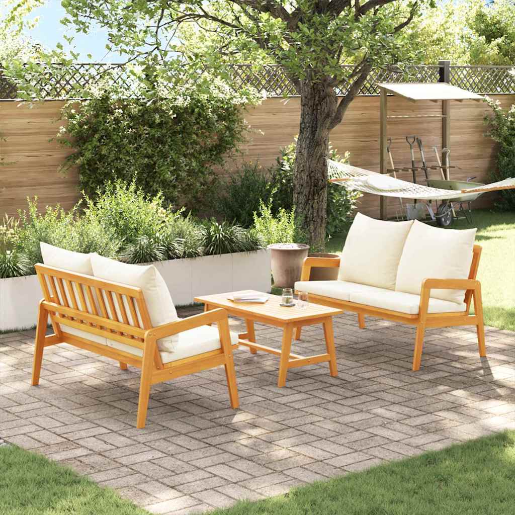 Outdoor Bistro Set with Cushions 3 pcs Brown Solid Acacia Wood