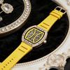 Top Brand Men's Automatic Mechanical Watch Fashion Tonneau Case Luminous Pointer Diamond Skeleton Watch