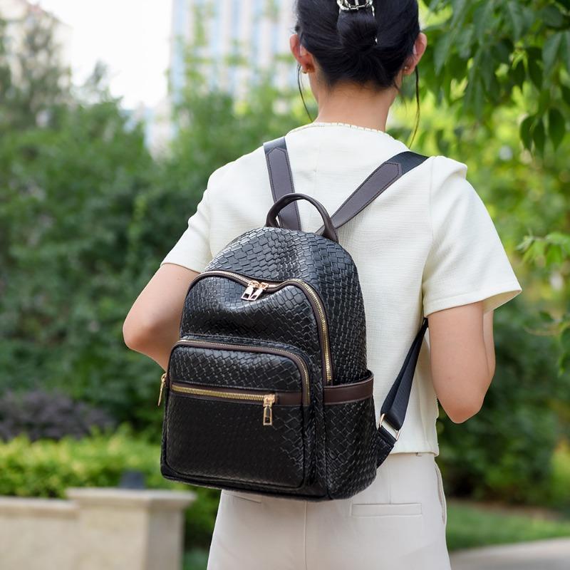 Retro Soft Leather Backpack for Women Simple and Versatile Large-capacity Ladies' Backpack Casual Schoolbag