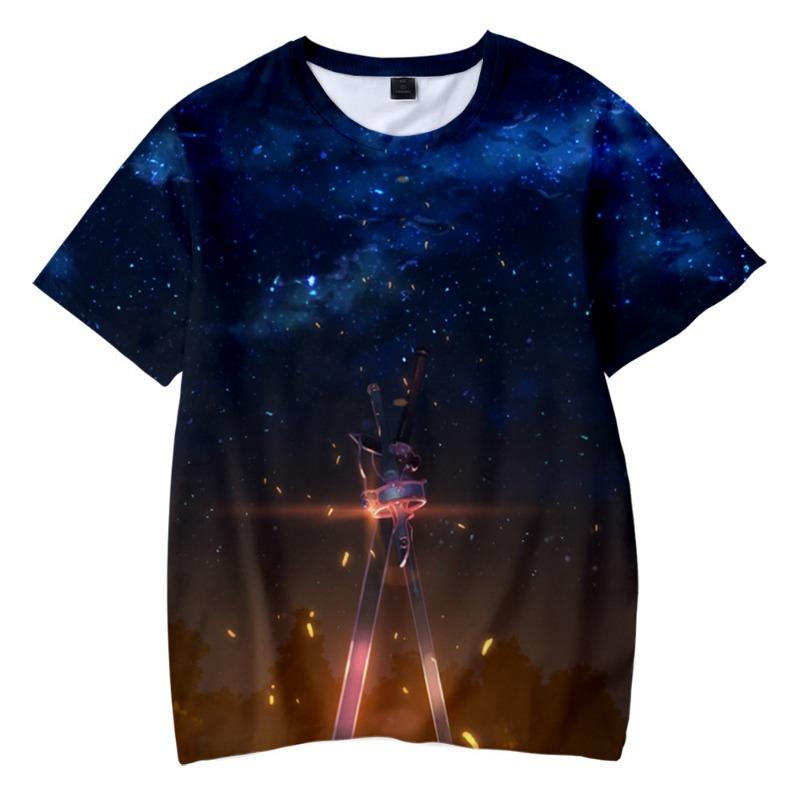Summer 3D Digital Printed Children's Clothing Anime Sword God Domain Loose Casual Fashion Short Sleeved T-shirt