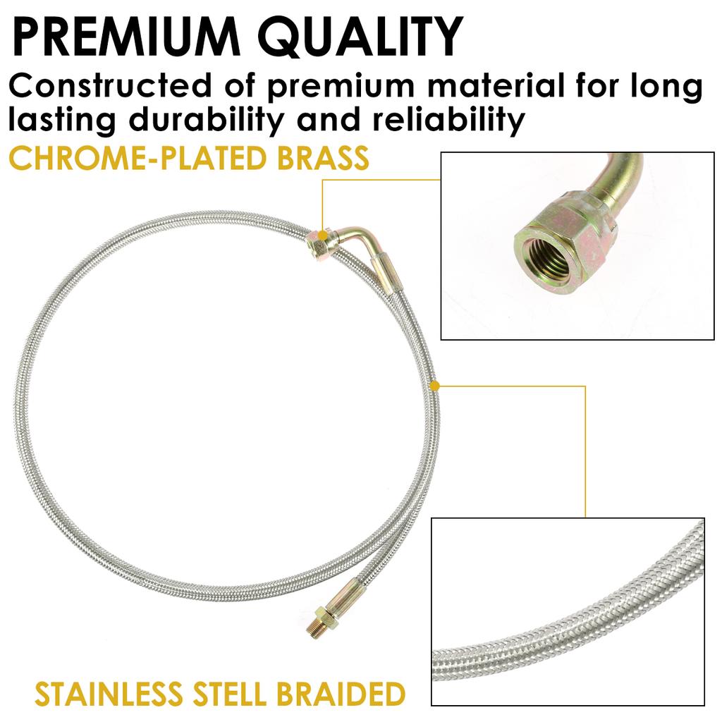 Ölzuleitungskit für T3/T4/T60/T70 Edelstahl 90 Grad 41 Zoll Auto Ölzuleitungssatz mit 1/8 NPT Gewinde Autozubehör