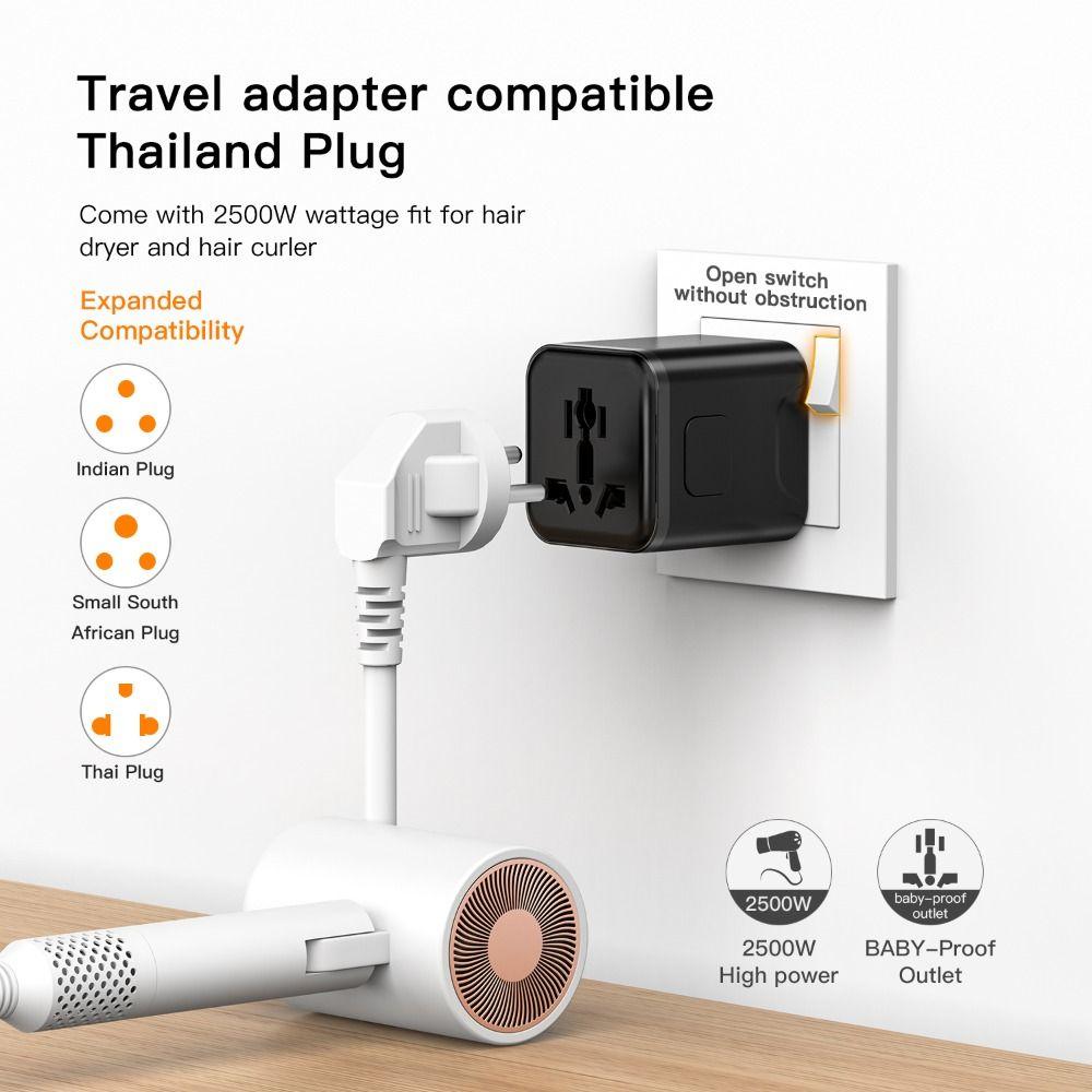 EU/UK/AUS/US/THA Universal Travel Plug Adapter Mini Portable All-in-one Charger Adapter Lightweight Durable