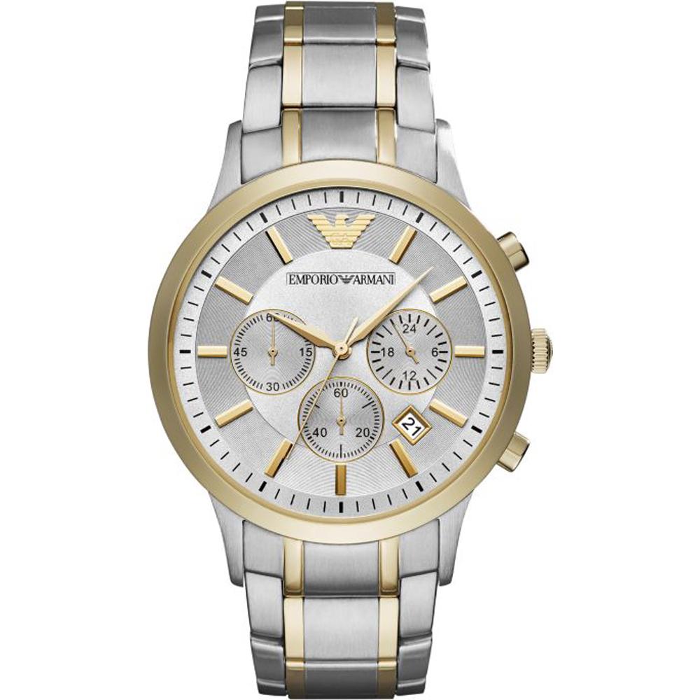 

Emporio Armani Renato Silver Bicolor Metal Men s Quartz Chronograph Watch AR11076 серебряный