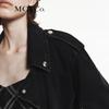 MO&Co. Women's Biker Lapel Short Denim Jacket with Belt