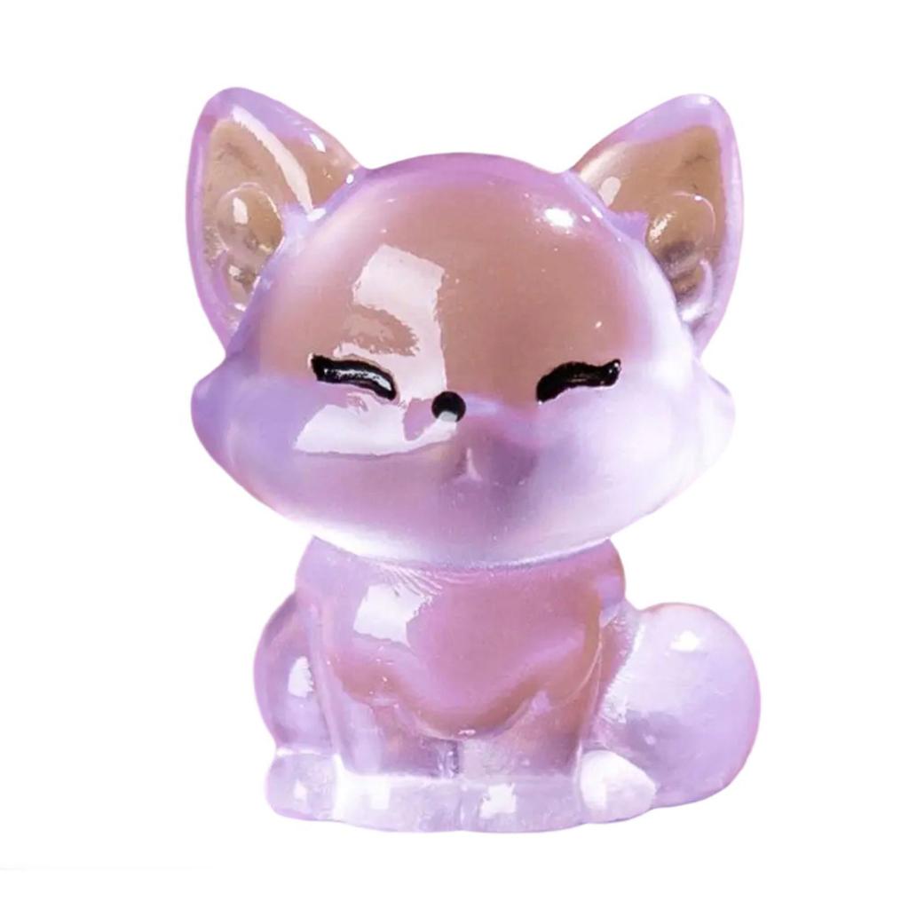 Pack of 6 Glowing Luminously Miniature Foxes Figurines Ornaments for Desk or Car Interior Decors for Office or Bedroom