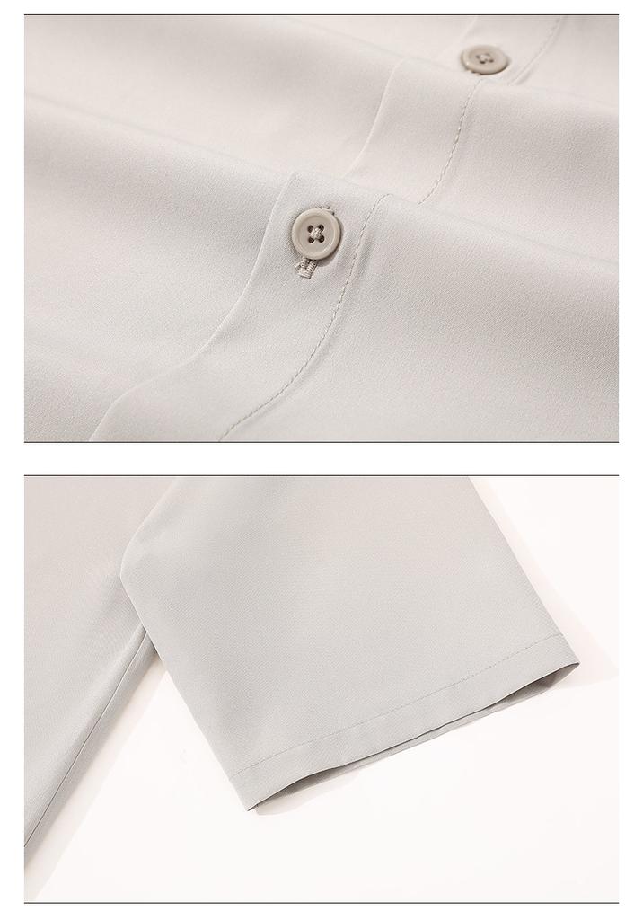 Hello Hipanda, Panda. High end, minimalist, solid color, lapel, short sleeved shirt