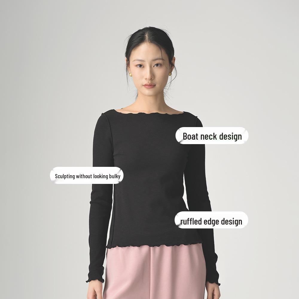 

ABOUTSEA Women s Ruffle One-Shoulder Slim Fit Spring T-Shirt Large