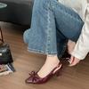 Fashion 2025 New Arrival Women's Patent Leather High Heels, Pointed Toe Stiletto with Bowknot, Party & Formal Shoes Sandals
