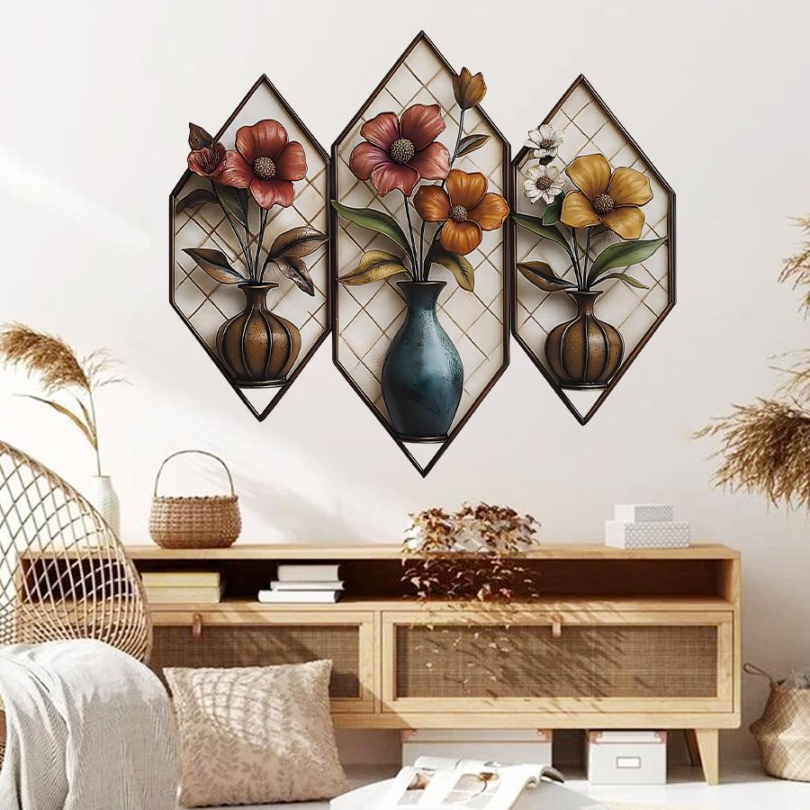 Imitation Wall Painting Realistic Vase Self-adhesive Wall Stickers Home Decoration for Living Room Bedroom Wall Art Decals
