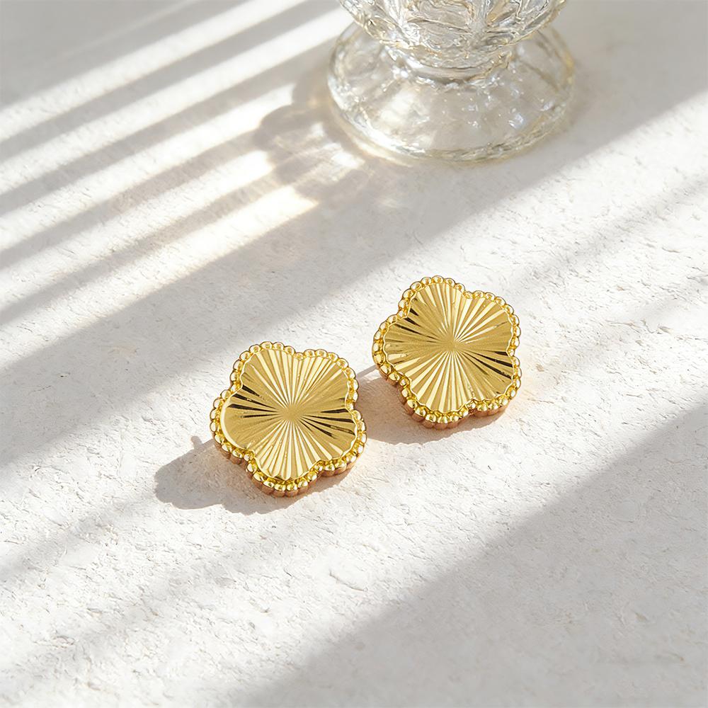 Golden Color Choker Stainless Steel Pendant Necklace Earrings for Women Flower Pendants Women's Fashion Jewelry Accessories