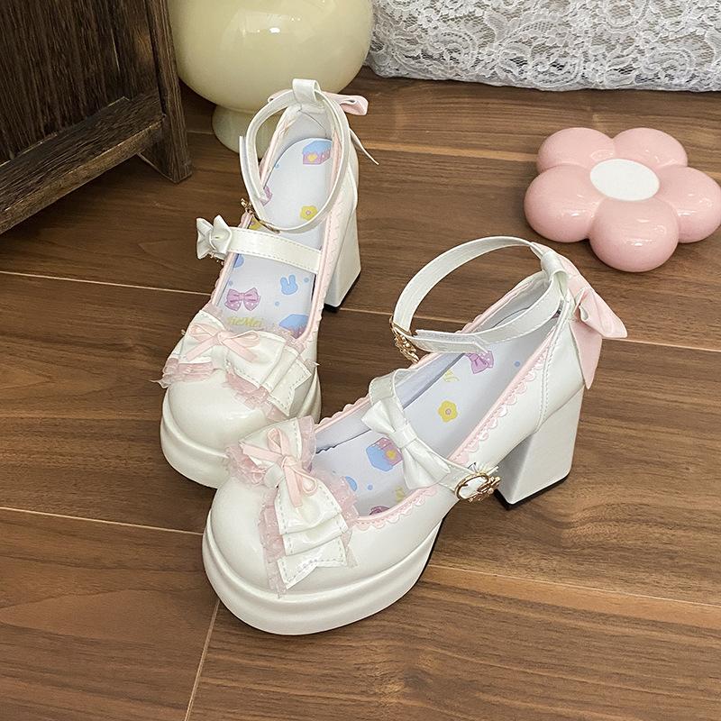 Scarpe Donna Carine alla Moda 2026 Autunno Nuove Scarpe da Donna con Fiocco Tacco Spesso Tacchi Alti Semplici Versatili Scarpe Mary Jane da Donna Zapatos