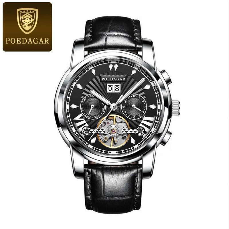 Top Brand Waterproof Multifunctional Men's Automatic Mechanical Watch Hollow Luminous Watch Men's Fine Steel Band Aggressive Men's Watch