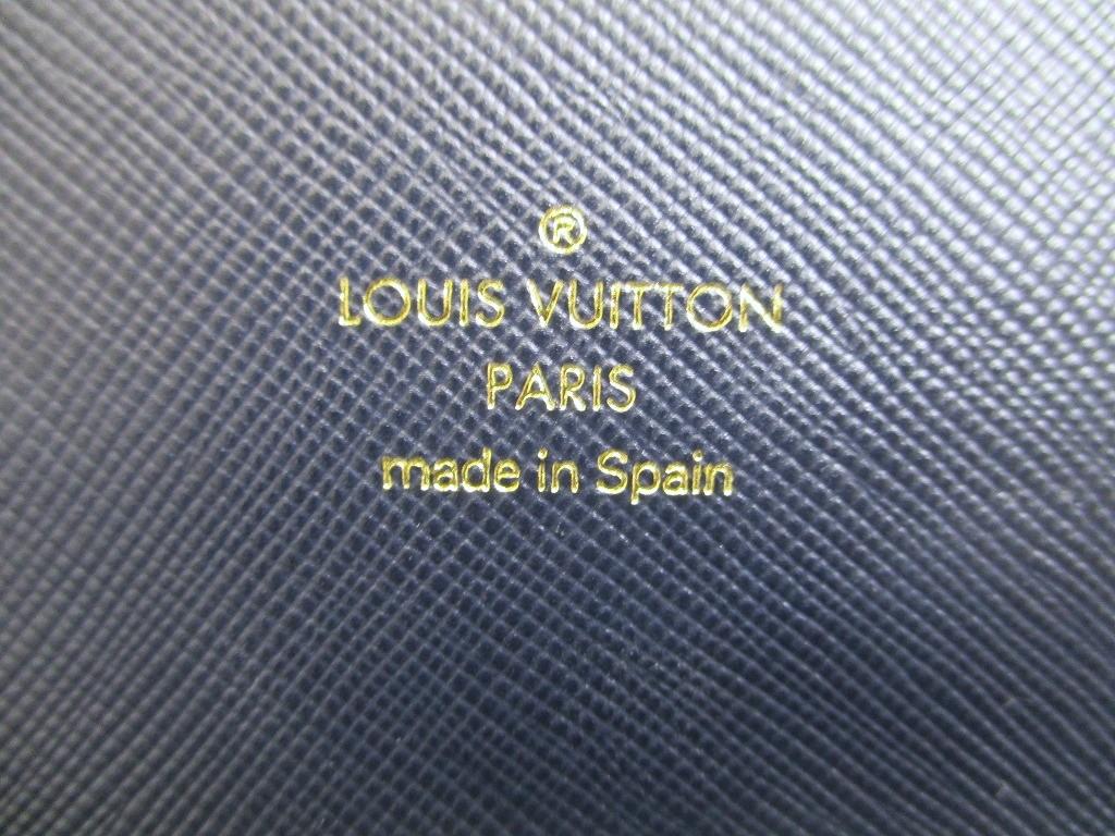 Autentisk LOUIS VUITTON Monogram Mini Navyblå Lærred Trefoldet Pung International #b081 Sælger renoveret