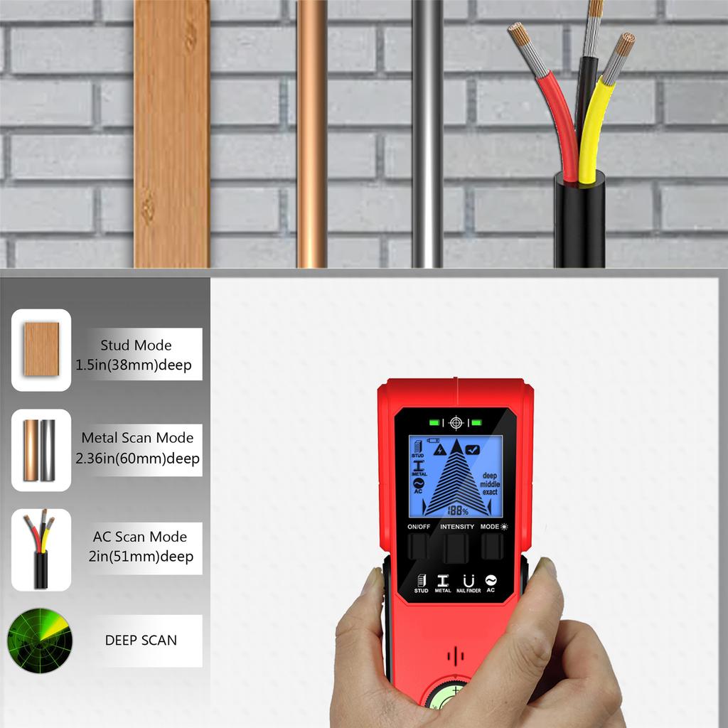 Advanced Portable Wire Pipe Power Scanner Wall Detector for Finding Metal Pipe and Electrical Wire with Ease Easy To Use