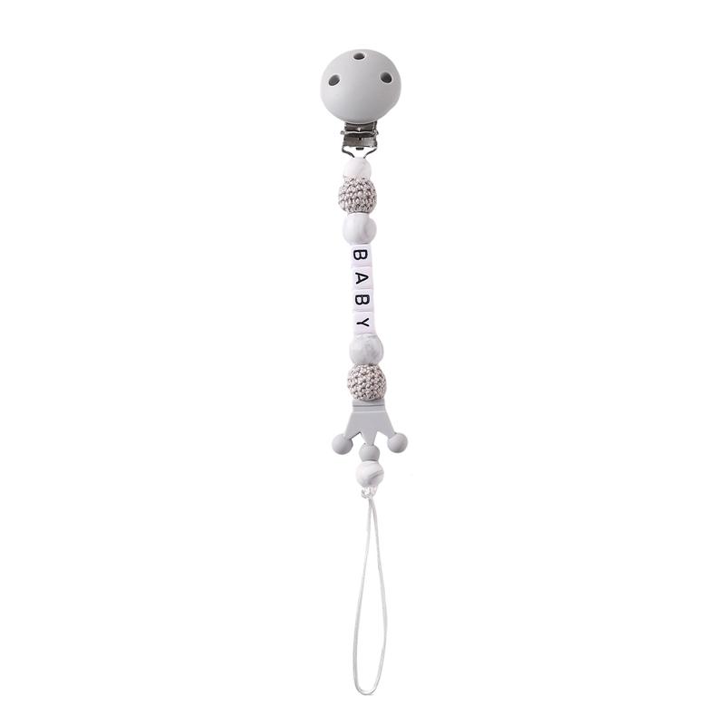 Wooden Personalized Baby Pacifier Chain Bpa Free Crochet Bunny Pacifier Clip Newborn Nipple Holder Teething Baby Accessory Gifts