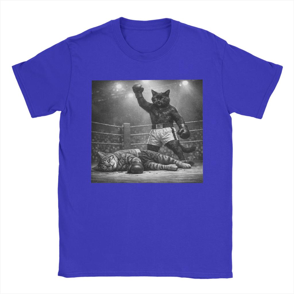 Lustiges Katzenboxen Sieg Foto T-Shirt Strand Harajuku T-Shirts Unisex 100% Baumwolle Rundhals Übergröße T-Shirts Kurzärmelig Klassische Oberteile
