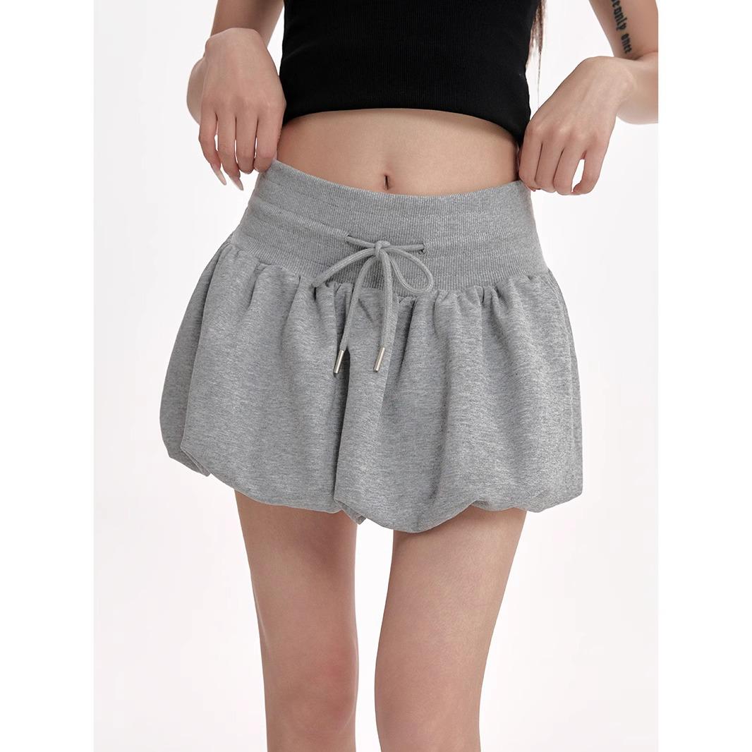 Gray Fluffy Floral High-Waist Slim Fit Skirt for Petite Girls - Autumn Casual Sporty Style 3XL