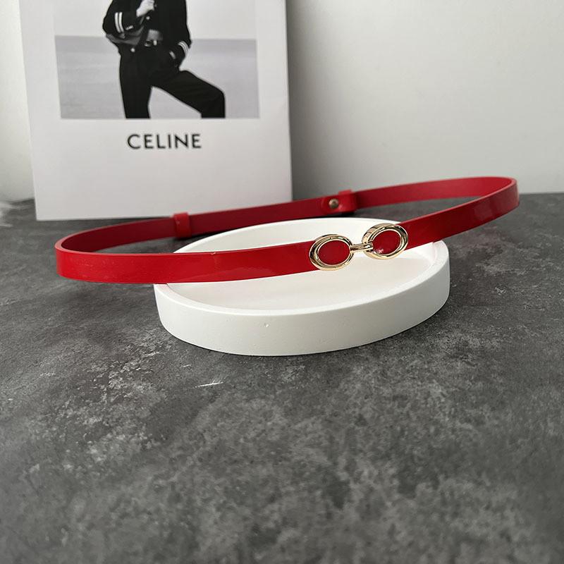 

Elegant Women s Slim Waist Belt For Dresses And Coats In Shiny Faux Leather Design червоний