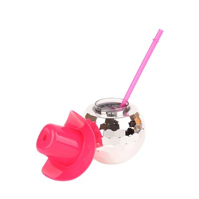 1Pc 600Ml Unique Disco Ball Cups Cowboy Disco Ball Cup With Straws Flashing Cocktail Ball Electroplating Ball Cup Drinking Cup