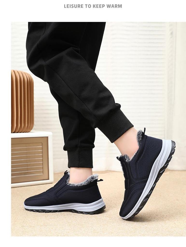 Women's Winter Thick-Soled Cotton Boots with Plush Lining, Warm Plus-Size Option for Couples, One-Piece Design.