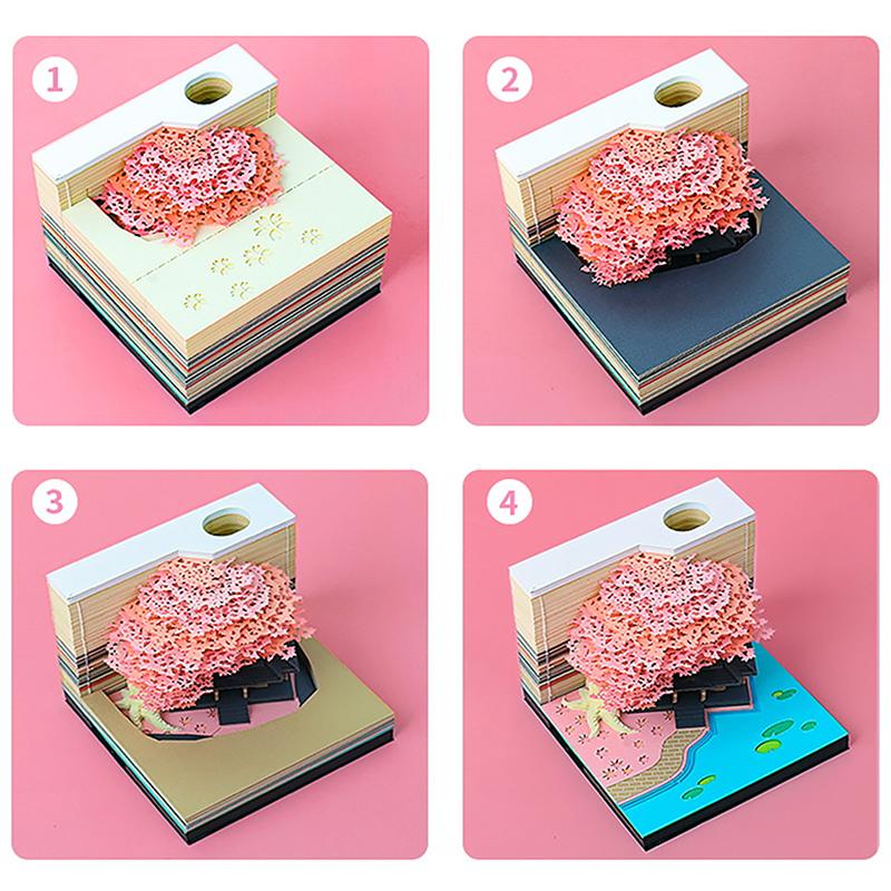 Time Piece Kalender 2026 Schreibtischkalender mit LED-Licht 3D Abreißkalender Papierschnitzkunst Notizblock Geschenk Weihnachten